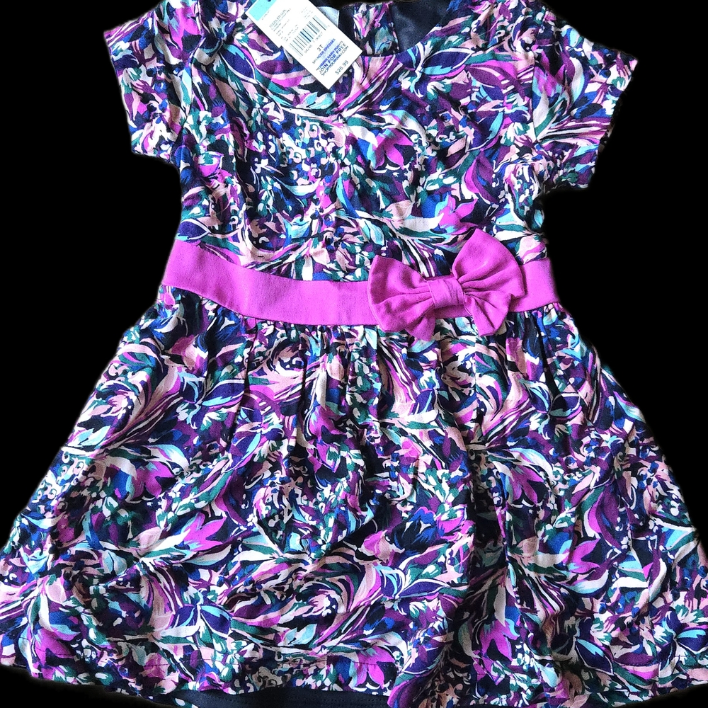 Colorful Floral Kids Dress with Bow